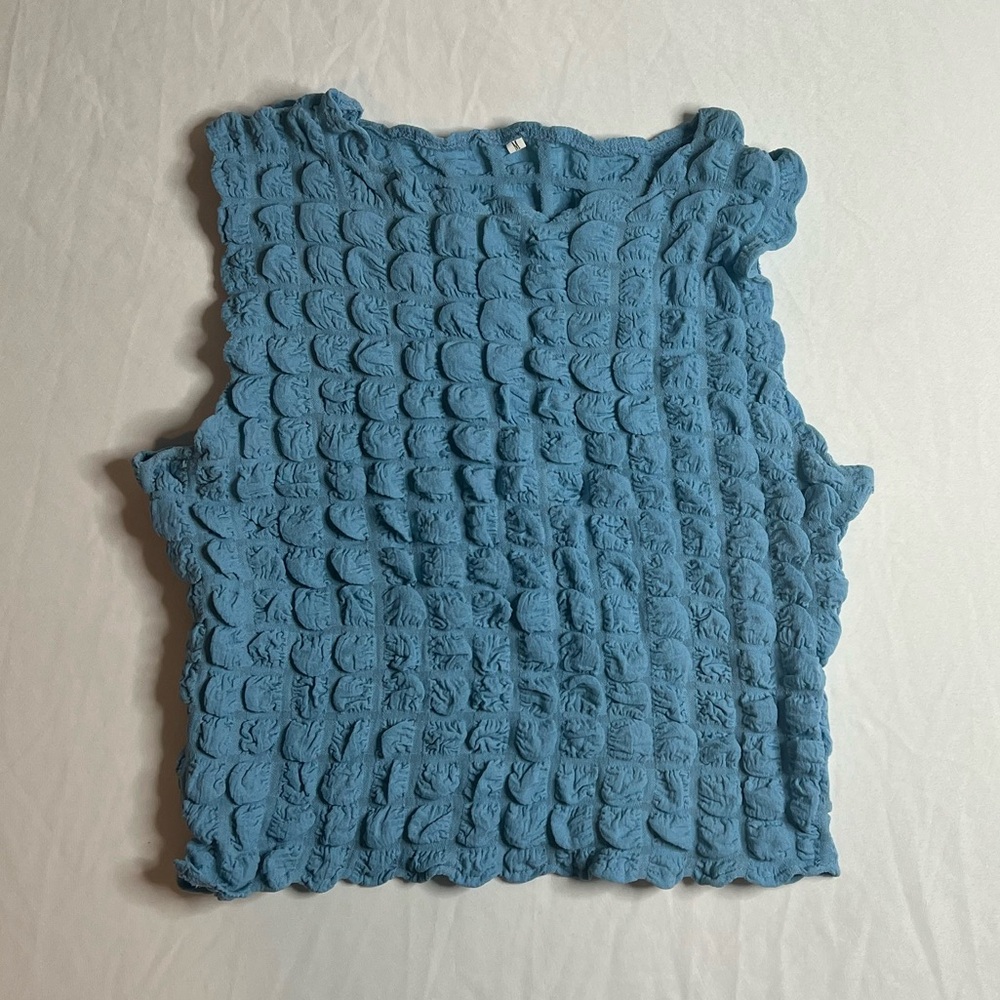 Blue Textured Women's crop Top